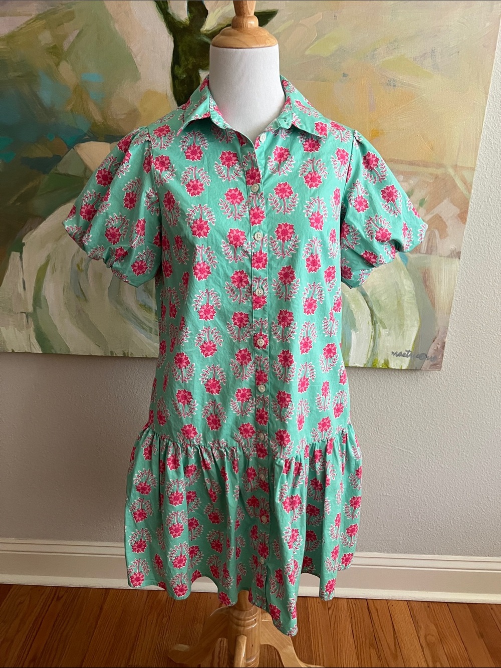 J. Crew Bubble Sleeve Mini Dress Size 4 - spearmint - spring 2025